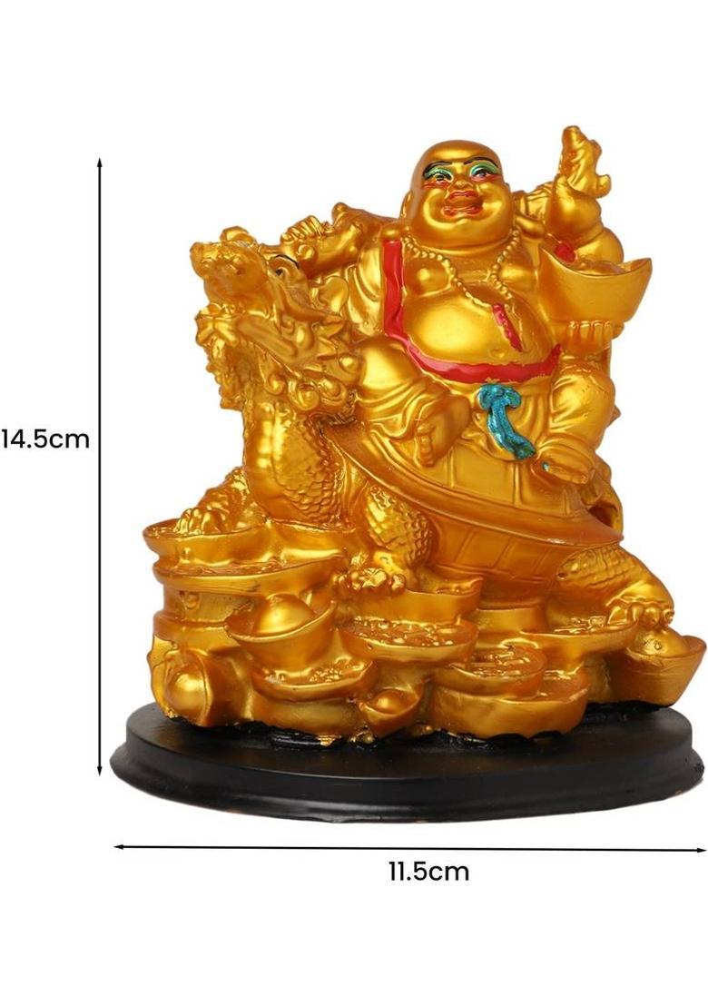 Shiv Enterprise Feng Shui Laughing Buddha for Wealth ,Money, Success and Happiness- Decorative Showpiece - 14.5 cm&nbsp;&nbsp;(Polyresin, Gold) - Indya