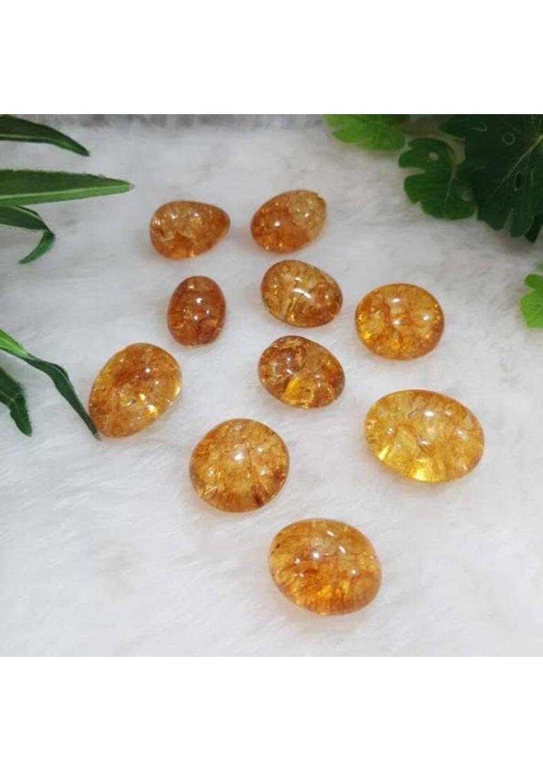 RESHAMM LIFE CARE Premium Citrine Tumble Pocket Crystal for Money, Asymmetrical, Success Stone Decorative Showpiece - 2.5 cm&nbsp;&nbsp;(Crystal, Stone, Orange) - Indya