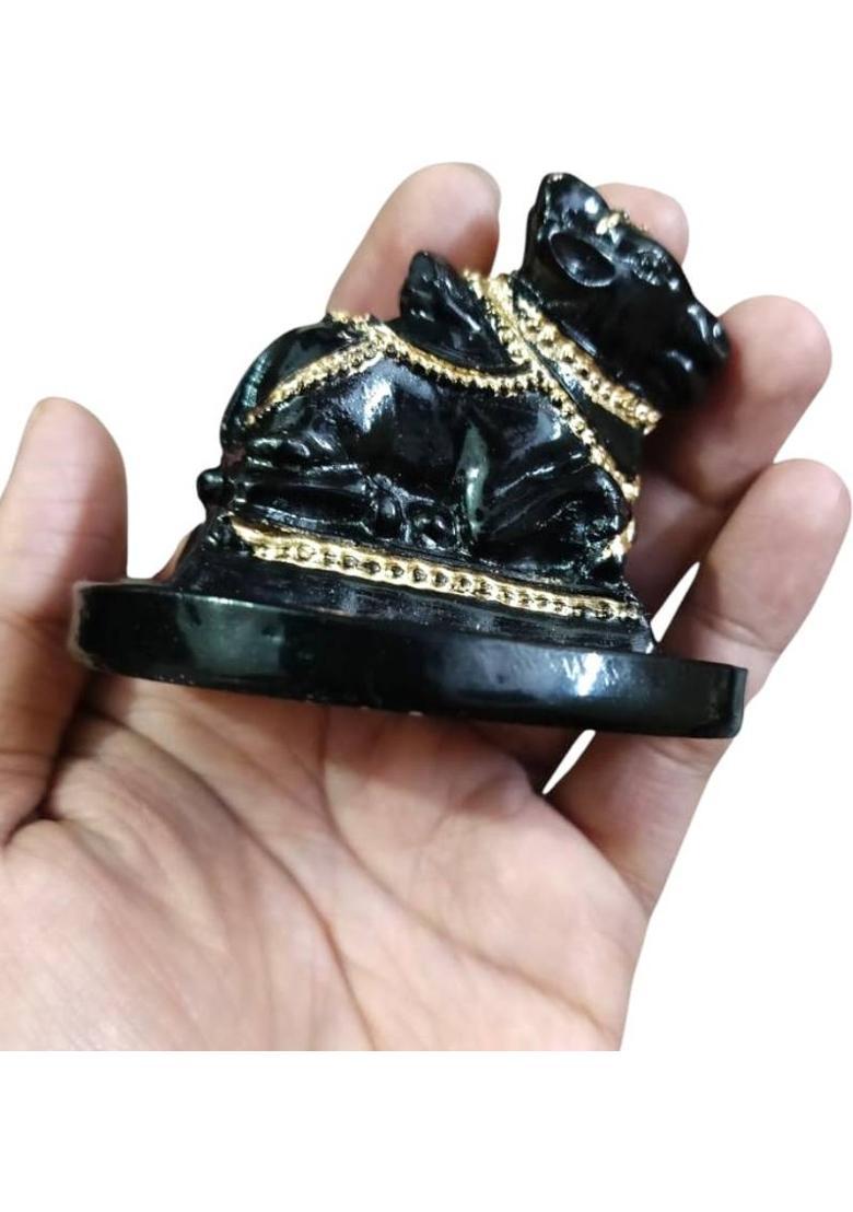 DARIDRA BHANJAN Shivling Nandi Maharaj Combo Idol Black Shivalingam for Worship Decorative Showpiece - 6 cm&nbsp;&nbsp;(Resin, Black) - Indya