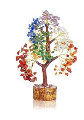 farhancrystal Seven Chakra Crystal Bonsai Money Tree Natural Gemstone Feng Shui Home Décor Decorative Showpiece - 28 cm&nbsp;&nbsp;(Wood, Multicolor)