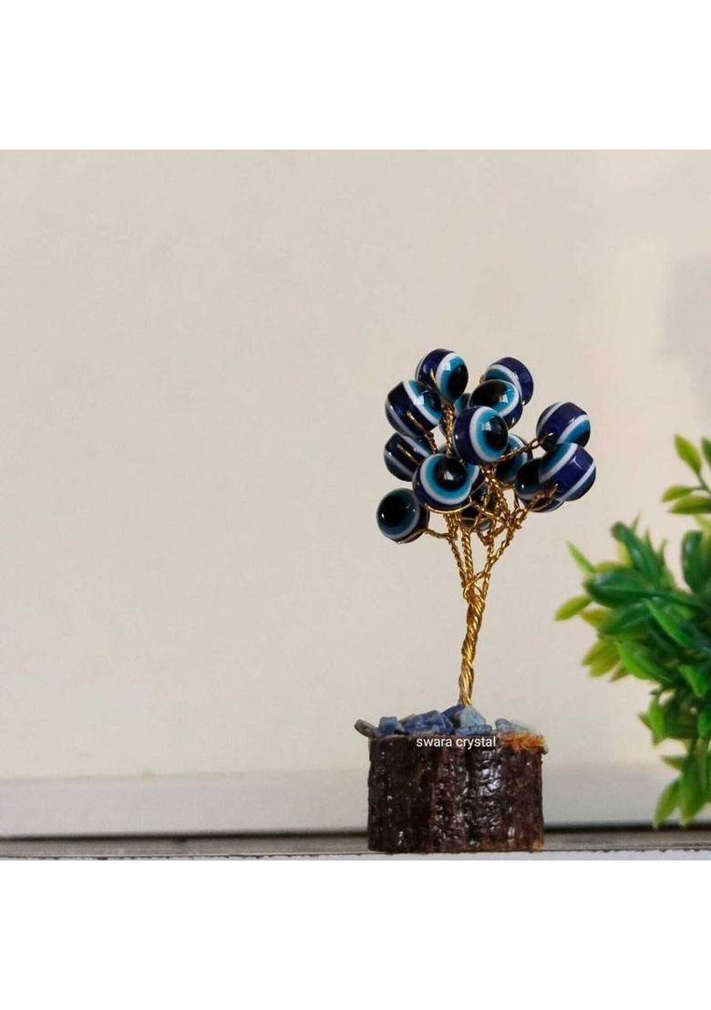 SWARACRYSTAL 15 beads evil eye Mini tree for protection your Home office, gifts ( 3 Inch) Decorative Showpiece - 7.62 cm&nbsp;&nbsp;(Crystal, Multicolor) - Indya