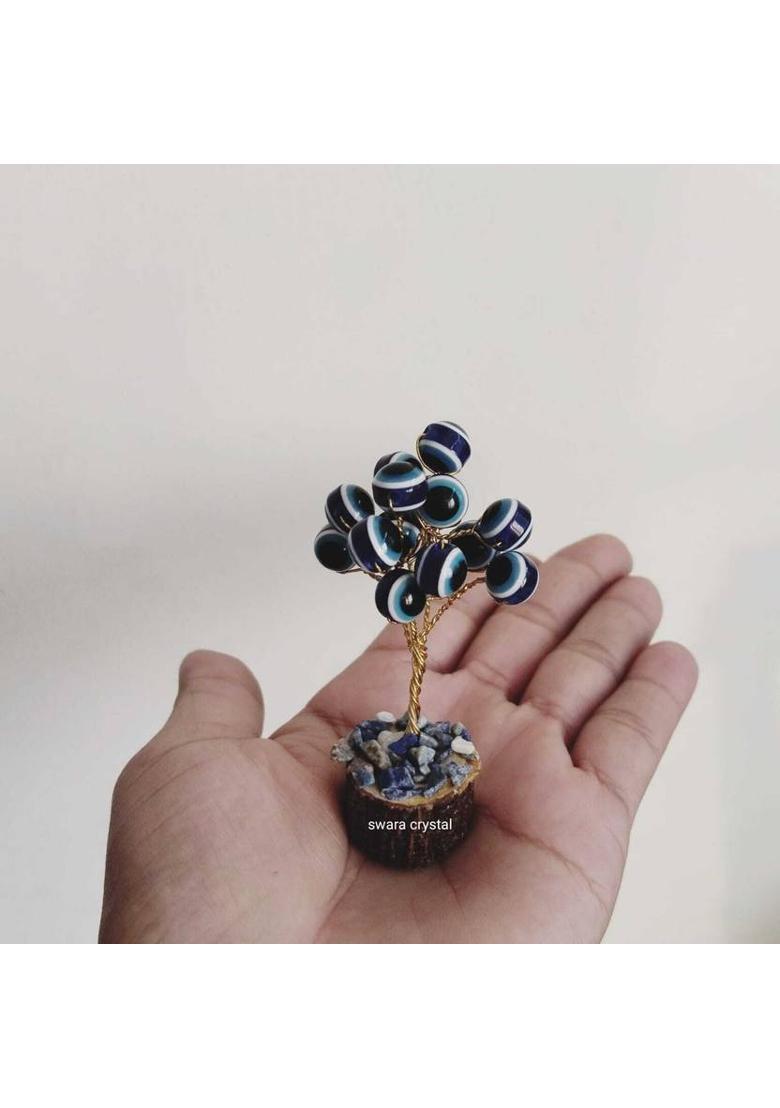 SWARACRYSTAL 15 beads evil eye Mini tree for protection your Home office, gifts ( 3 Inch) Decorative Showpiece - 7.62 cm&nbsp;&nbsp;(Crystal, Multicolor) - Indya