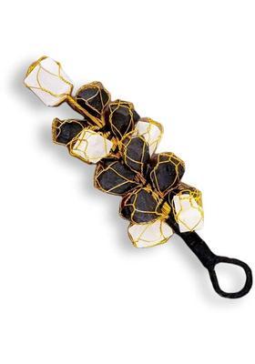 Sawcart Black Tourmaline and Selenite Chunks for Hanging for protection from Negativity Decorative Showpiece - 15 cm&nbsp;&nbsp;(Stone, Crystal, Multicolor)