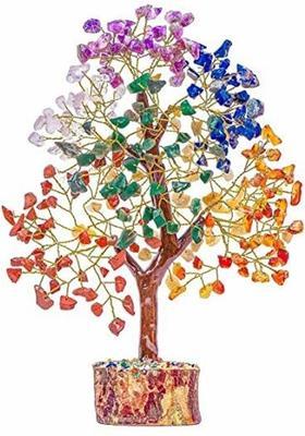 BHAGYA G Seven Chakra Crystal Tree Good Luck Show Pieces for Home, Office Decor Items Decorative Showpiece - 30 cm&nbsp;&nbsp;(Stone, Crystal, Wood, Multicolor)