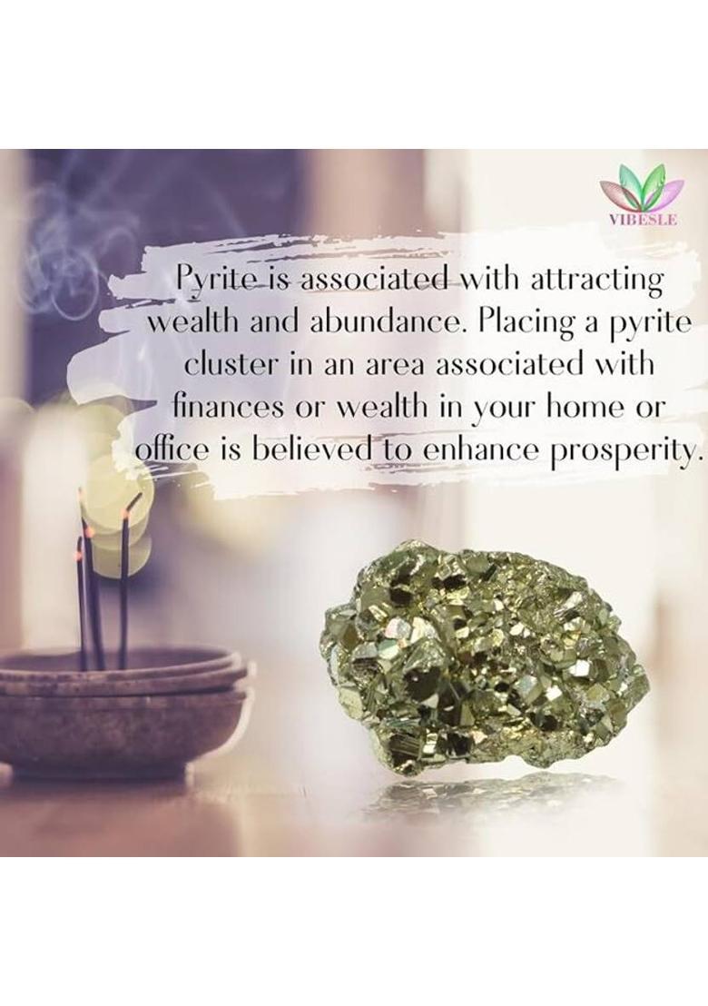 VIBESLE Natural Pyrite 30-50 Gram Raw Rough Cluster Peru Pyrite for Healing/Vastu/Gifts Decorative Showpiece - 10 cm&nbsp;&nbsp;(Stone, Gold) - Indya