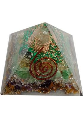 Mohammed Agate Money Magnet Orgone Pyramid 50 MM Natural Stone Pyrite, Citrine, Green Aventurine, Tigereye,Crystal,Amethyst,Melecite,Magnetite Decorative Showpiece - 5 cm&nbsp;&nbsp;(Stone, Polyresin, Multicolor)
