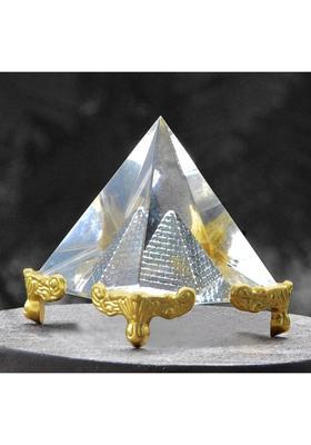 ISVARI Vastu / Feng Shui Crystal Pyramid For Positive Energy And Vastu Correction | Good Luck & Prosperity Decorative Showpiece - 5 cm&nbsp;&nbsp;(Crystal, Gold)