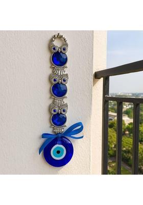 sculpmart Triple Owl Evil Eye Hanging Nazar Battu Ornament for Main Door & Wall Hanging Decorative Showpiece - 23 cm&nbsp;&nbsp;(Metal, Blue)