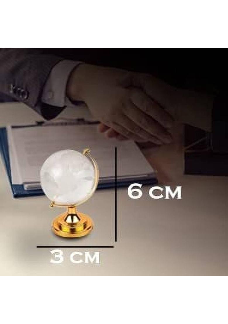 Divine Creations Crystal Pyramids with Globe for Positive Energy in Home and Office - Set of 2 Decorative Showpiece - 6 cm&nbsp;&nbsp;(Glass, Gold) - Indya