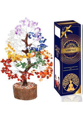 VIBESLE Seven Chakra Gemstone Tree Feng Shui Figurine Money Bonsai Decorative Showpiece - 25 cm&nbsp;&nbsp;(Stone, Multicolor)