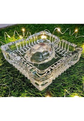 DIYAAN ENT Feng Shui Crystal Tortoise with Plate for Vastu, Good Luck & Positive Energy Decorative Showpiece - 3 cm&nbsp;&nbsp;(Crystal, Glass, Clear)