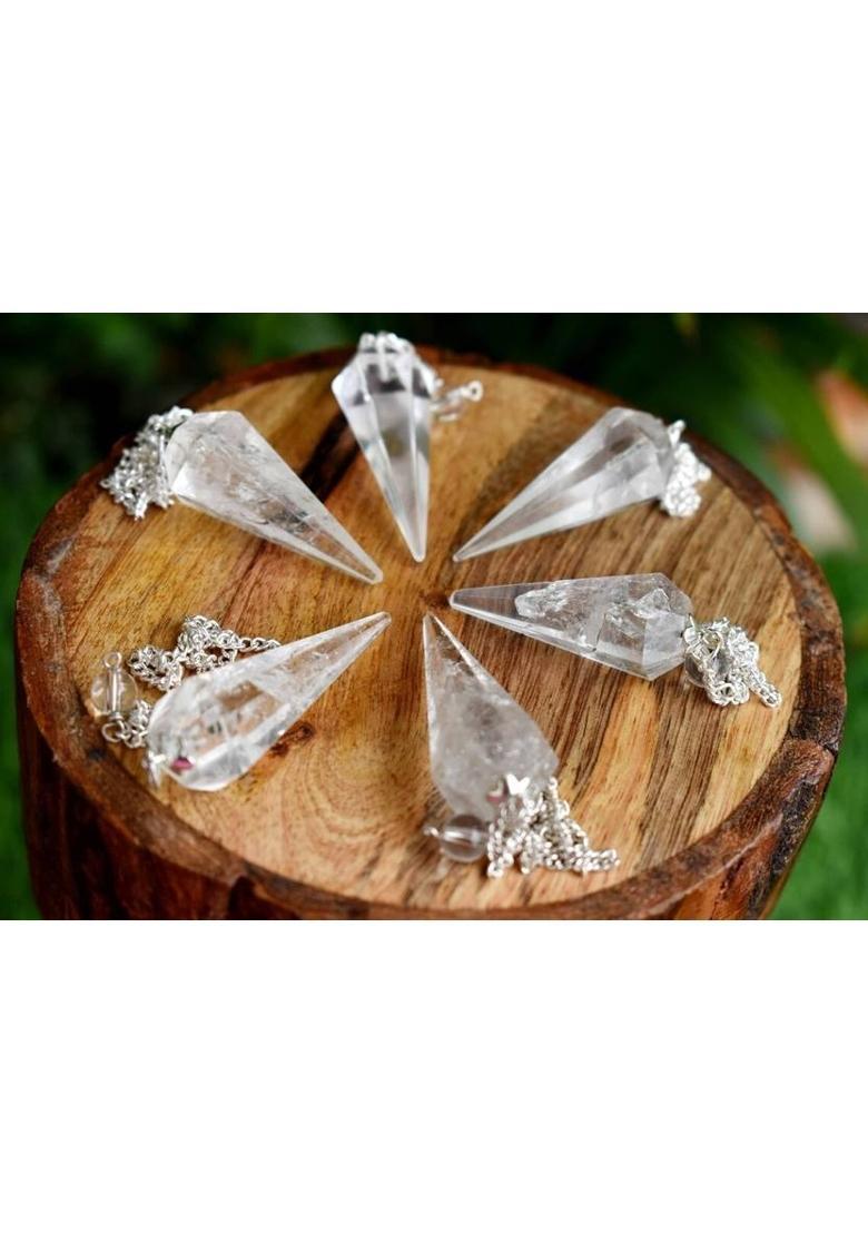 EXCEL Clear Quartz 6 Sided Dowsing Pendulum Healing Crystals Decorative Showpiece - 4.5 cm&nbsp;&nbsp;(Crystal, Clear) - Indya