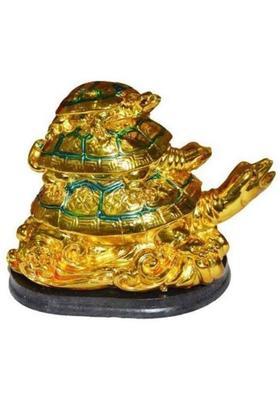 GJ Three Tortoise Multicolour Decorative Showpiece - 8 cm&nbsp;&nbsp;(Polyresin, Gold)