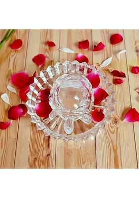 mahakal Crystal Glass Tortoise with Plate, Vastu Item for Health, Wealth, and Prosperity Decorative Showpiece - 5 cm&nbsp;&nbsp;(Crystal, Clear)