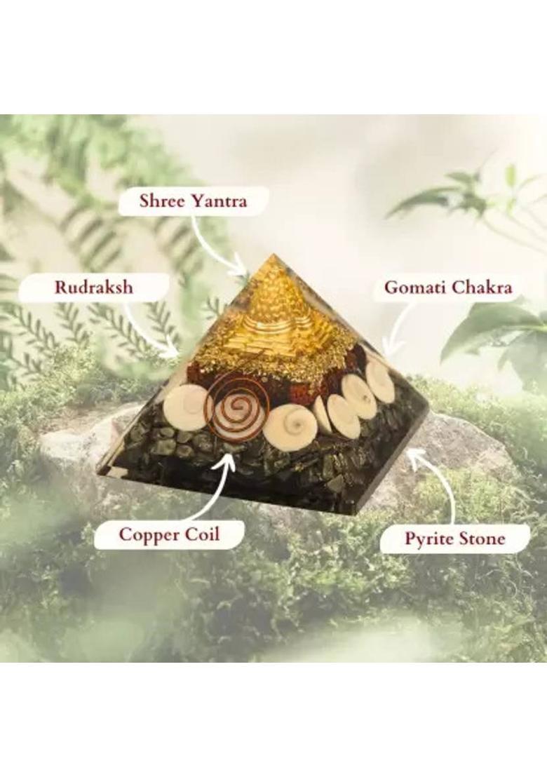 Fikup Pyrite Pyramid Original - Money Magnet Pyrite Pyramid Decorative Showpiece - 7 cm&nbsp;&nbsp;(Crystal, Clear) - Indya