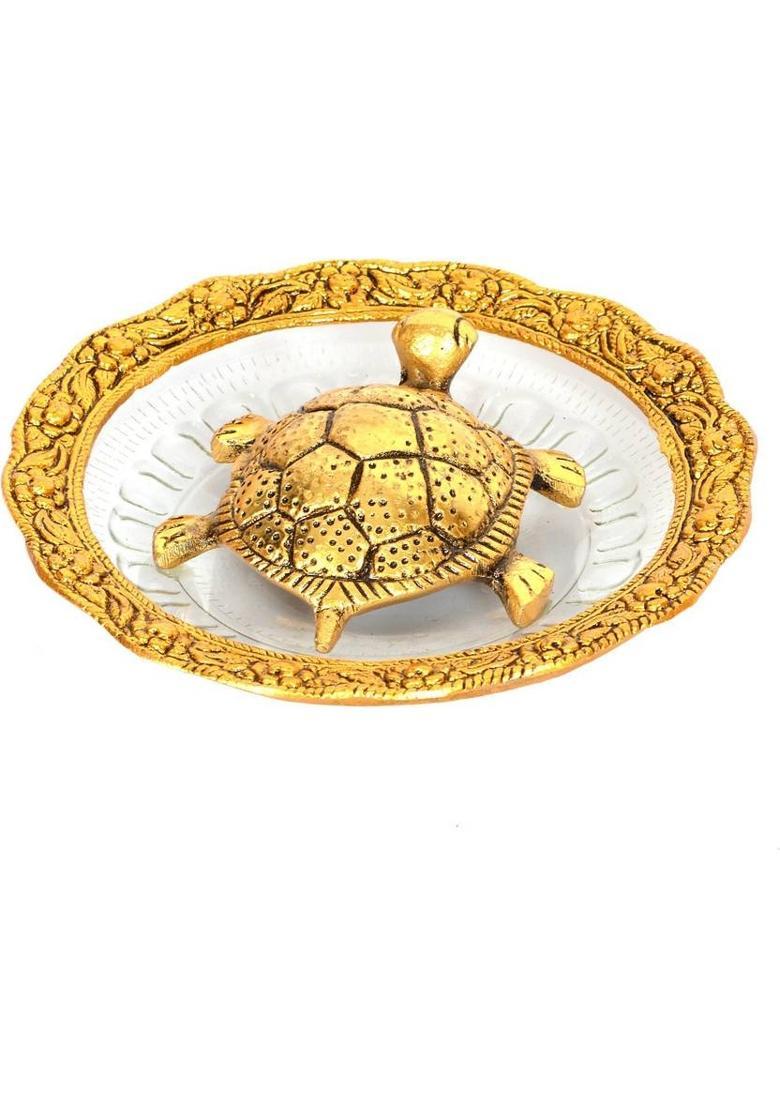 HOUZZPLUS Handicraft Metal Tortoise Showpiece for home & office Decorative Showpiece - 4 cm&nbsp;&nbsp;(Aluminium, Gold) - Indya