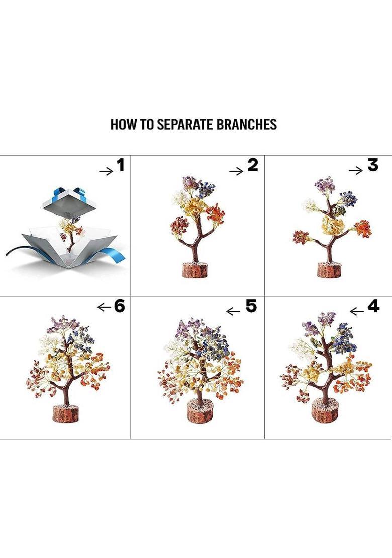 SWISS WONDER Gemstone Money Tree | Feng Shui Bonsai-HY Decorative Showpiece - 22 cm&nbsp;&nbsp;(Stone, Wood, Multicolor) - Indya