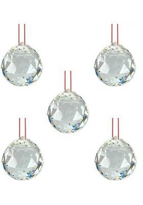 Feng Shui Art Vastu / 5 Crystal Ball For goodluck, Happyness and prosperity Decorative Showpiece - 20 cm&nbsp;&nbsp;(Crystal, White)