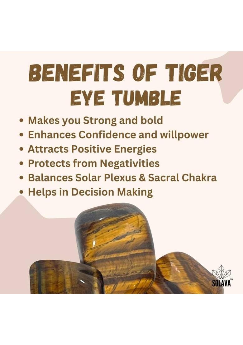 SOLAVA Original Tiger Eye Stone Tumble - 4 Piece Natural Brown Crystal Stones Tumble Decorative Showpiece - 2 cm&nbsp;&nbsp;(Crystal, Brown) - Indya