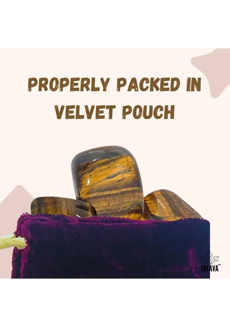 SOLAVA Original Tiger Eye Stone Tumble - 4 Piece Natural Brown Crystal Stones Tumble Decorative Showpiece - 2 cm&nbsp;&nbsp;(Crystal, Brown) - Indya