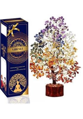 VIBESLE 300 Beads Crystal Tree/7 Chakra Crystal Tree/Showpiece Decorative Showpiece - 25 cm&nbsp;&nbsp;(Stone, Multicolor)
