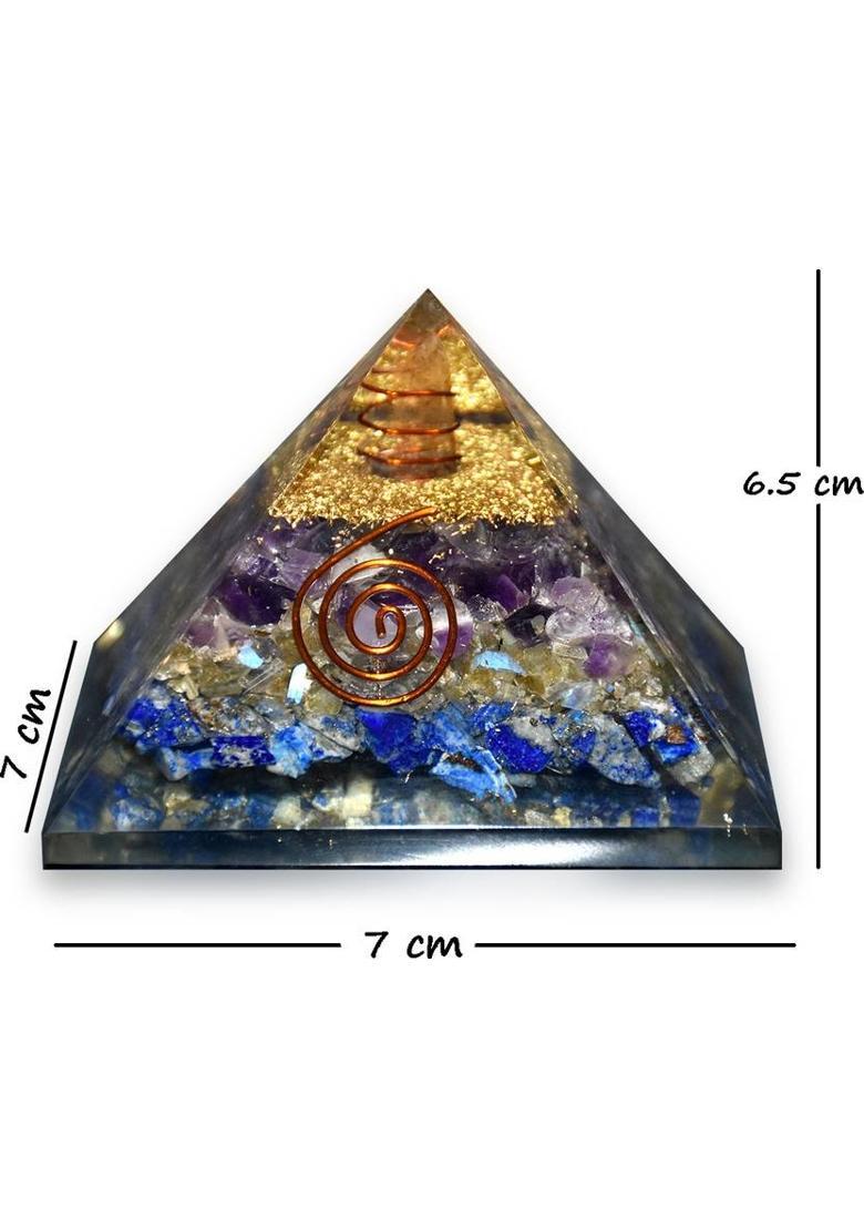 Reshamm Communication & Focus Crystal stone Pyramid for Concentration in Study, Career Decorative Showpiece - 8 cm&nbsp;&nbsp;(Crystal, Stone, Multicolor) - Indya
