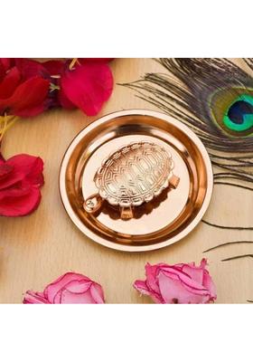 SAPTARISHI Mini Copper Plate with Turtle Tortoise Yantra Feng Shui Vastu and Good Luck. Decorative Showpiece - 7 cm&nbsp;&nbsp;(Copper, Gold)