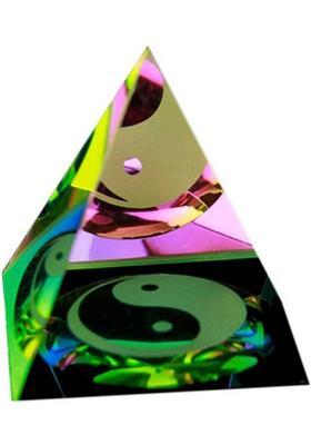 ASTRUMS Vastu / Feng Shui / Ying Yang Crystal Pyramid For Good Luck & Prosperity Decorative Showpiece - 5 cm&nbsp;&nbsp;(Crystal, Multicolor)
