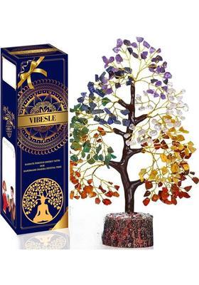 VIBESLE 7 Chakra Crystal Tree of Life| for Positive Energy, Good Luck Decorative Showpiece - 25 cm&nbsp;&nbsp;(Stone, Multicolor)