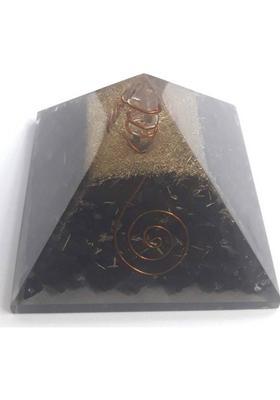 ShubhBhakti 100 % Original Black Obsedian Orgon,Orgonite Crystal Pyramid Certified Decorative Showpiece - 0.7 cm&nbsp;&nbsp;(Crystal, Multicolor)