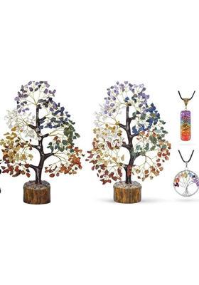 VIBESLE Seven Chakra Tree of Life - Crystal Tree for Positive Energy - Tree of Life Decorative Showpiece - 25 cm&nbsp;&nbsp;(Stone, Multicolor)