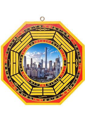 SWISS WONDER Vastu Feng Shui Bagua Mirror Pakua Mirror Decorative Showpiece - 15.24 cm&nbsp;&nbsp;(Plastic, Glass, Wood, Multicolor)