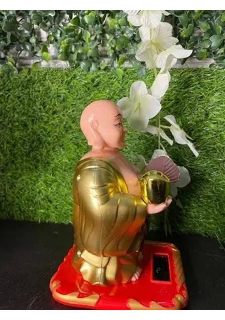 KERA WHITE Feng Shui Buddha for Home Decor Decorative Showpiece - 17 cm&nbsp;&nbsp;(Plastic, Gold) - Indya