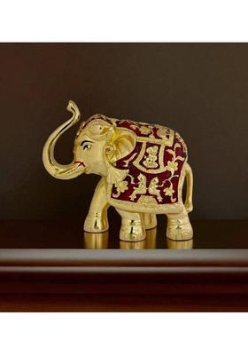 RN Jewellhub 24k Gold Plated Gajantlakshmi ( One pice )| High quality and Long-lasting Decorative Showpiece - 7.5 cm&nbsp;&nbsp;(Resin, Gold Plated, Red)