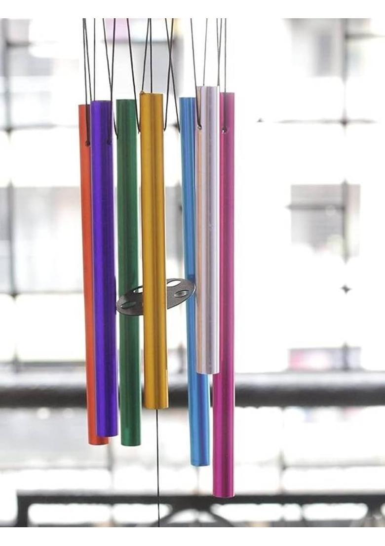 GIFT VIBE 7 PIPE WINDCHIME RAINBOW WALL HANGING DECORATIVE ITEMS HOME BALCONY GIFTS Decorative Showpiece - 22 cm&nbsp;&nbsp;(Aluminium, Multicolor) - Indya