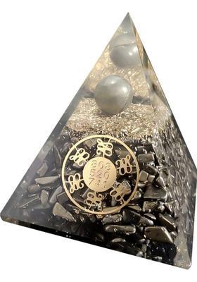 TREEMAISON Vastu Crystal Pyrite Zubo Coin Pyramid (3 INCH) Natural Pyrite Pyramid Decorative Showpiece - 7.62 cm&nbsp;&nbsp;(Crystal, Green)