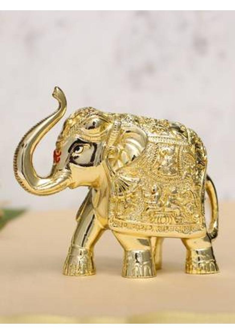 RN Jewellhub 24k Gold Plated GajantLashmi | High quality and Long-lasting ( one Pice ) Decorative Showpiece - 7.5 cm&nbsp;&nbsp;(Resin, Gold Plated, Gold) - Indya