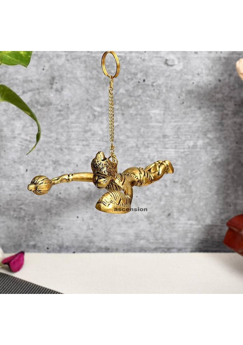 Ascension Flying Hanuman ji Balaji Idol Hanging Idol for Door Wall Window Car dashboard Decorative Showpiece - 11 cm&nbsp;&nbsp;(Metal, Gold) - Indya