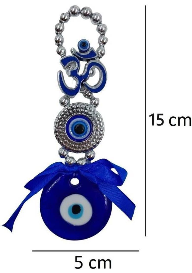 SpiritCrafts Om Evil Eye With Blue Eye Pendant For Car, Home Office For Protection - Blessing Decorative Showpiece - 15 cm&nbsp;&nbsp;(Plastic, Blue) - Indya