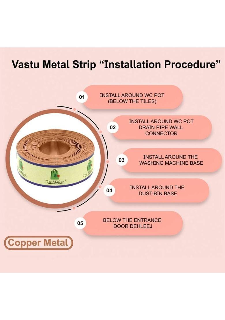TREEMAISON Copper Strip For Vastu Remedy {8 Feet, 12 MM Width, 0.3 MM Thickness} {Pack-5} Decorative Showpiece - 11 cm&nbsp;&nbsp;(Copper, Copper) - Indya