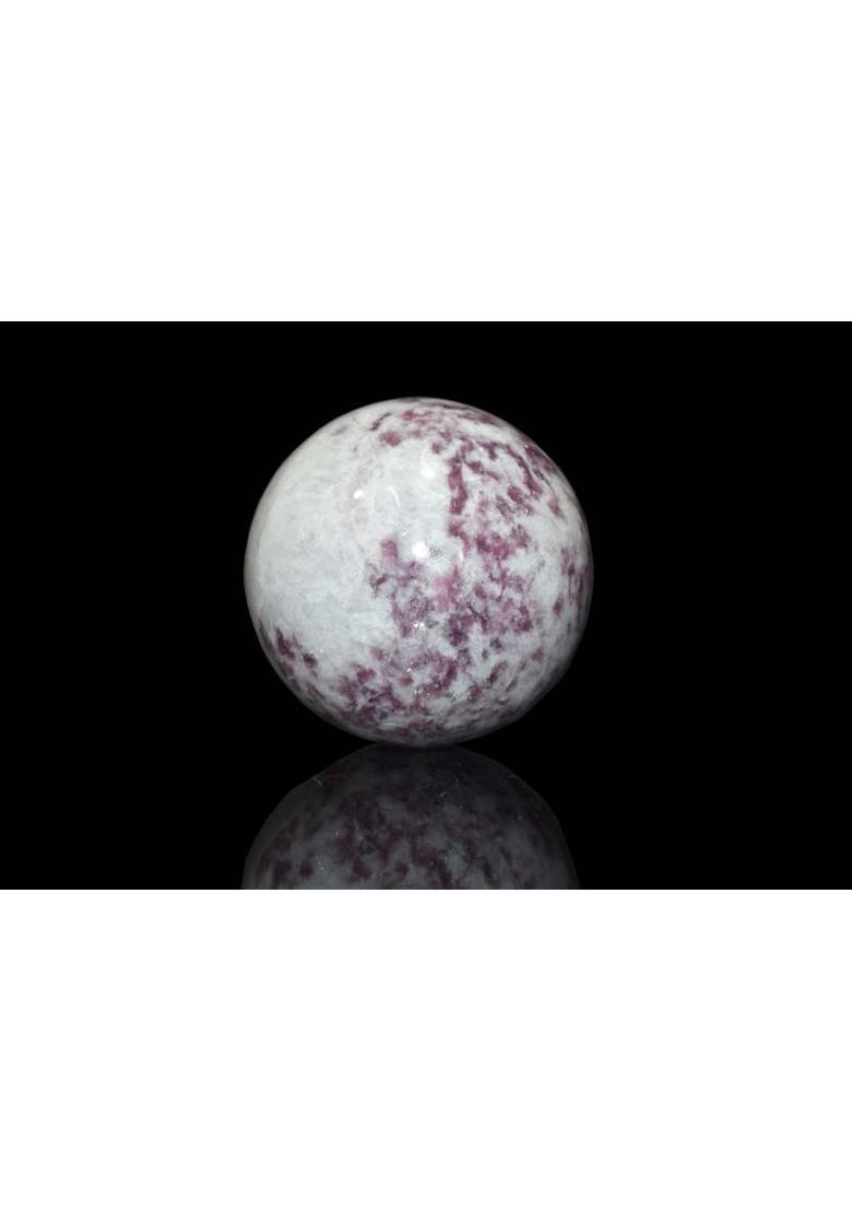 Healings4u Sphere Lepidolite Size 2.5-3 Inch & One Wooden Ball stand Natural Crystal Ball Sphere Vastu Reiki Chakra Healing Decorative Showpiece - 7 cm&nbsp;&nbsp;(Stone, Purple) - Indya