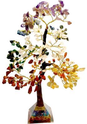 Sawcart Seven Chakra Crystal Bonsai Money Tree With Pyramid Base Feng Shui Home Decor Decorative Showpiece - 30 cm&nbsp;&nbsp;(Crystal, Stone, Multicolor)