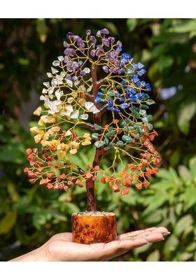 VIBESLE Seven Chakra Tree Tree of Life | Meditation | Spiritual Giftfor Home Decor Decorative Showpiece - 25 cm&nbsp;&nbsp;(Stone, Multicolor)
