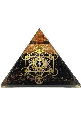 DIVINE CRYSTAL TREASURES Shungite Crystal Orgone Pyramid Decorative Showpiece - 6.5 cm&nbsp;&nbsp;(Stone, Multicolor)
