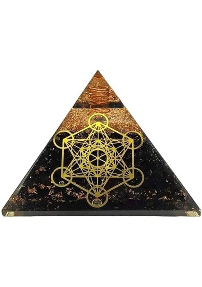 DIVINE CRYSTAL TREASURES Shungite Crystal Orgone Pyramid Decorative Showpiece - 6.5 cm&nbsp;&nbsp;(Stone, Multicolor) - Indya