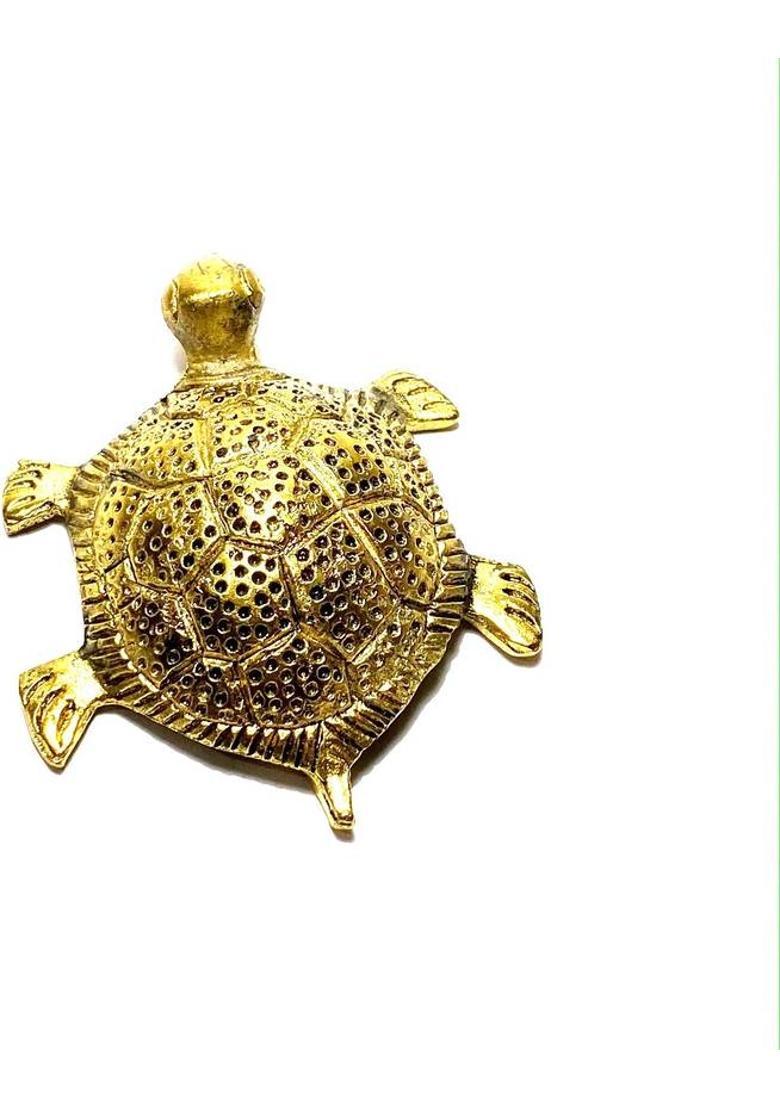 Mahant Ji Pure Crystal Gold Plated Tortoise with Plate for Good Luck Or Feng Shui Tortoise Turtle for Wealth with Gangajal from Kashi - Size - 5.5 Inch Diameter Decorative Showpiece - 14 cm&nbsp;&nbsp;(Crystal, Clear, Gold) - Indya