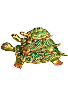 Dev Samagri Metal Handmade Green & Gold Turtle/Tortoise Feng Shui Showpiece (Green and Gold) Decorative Showpiece - 11 cm&nbsp;&nbsp;(Metal, Light Green)