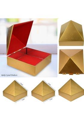 REIKI CRYSTAL PRODUCTS Wish Box Wooden Box Vastu Pyramid Vastu Remedy 6 Inch (15.2 cm) Decorative Showpiece - 18 cm&nbsp;&nbsp;(Wood, Gold)