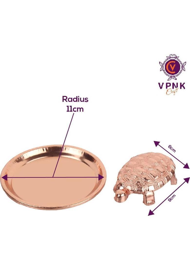 VPNK Feng Shui Turtle In Plate Protecting Home, Car and Office Protect from Negative Energy Decorative Showpiece - 2 cm&nbsp;&nbsp;(Brass, Copper) - Indya