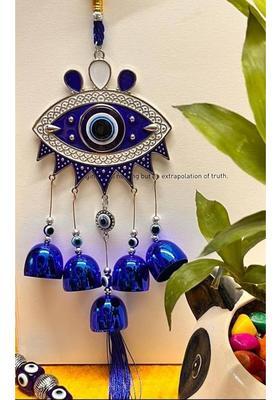 advik mart Evil Eye Wall Hanging With Bells For Good Luck Charm Home, Office & Car Decorative Showpiece - 26 cm&nbsp;&nbsp;(Aluminium, Blue)